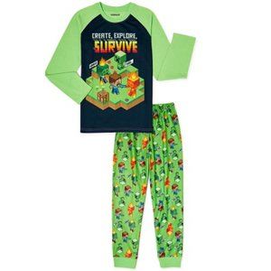 Minecraft Boys Long Sleeve Pajamas Set - 2-Piece - Size 10/12